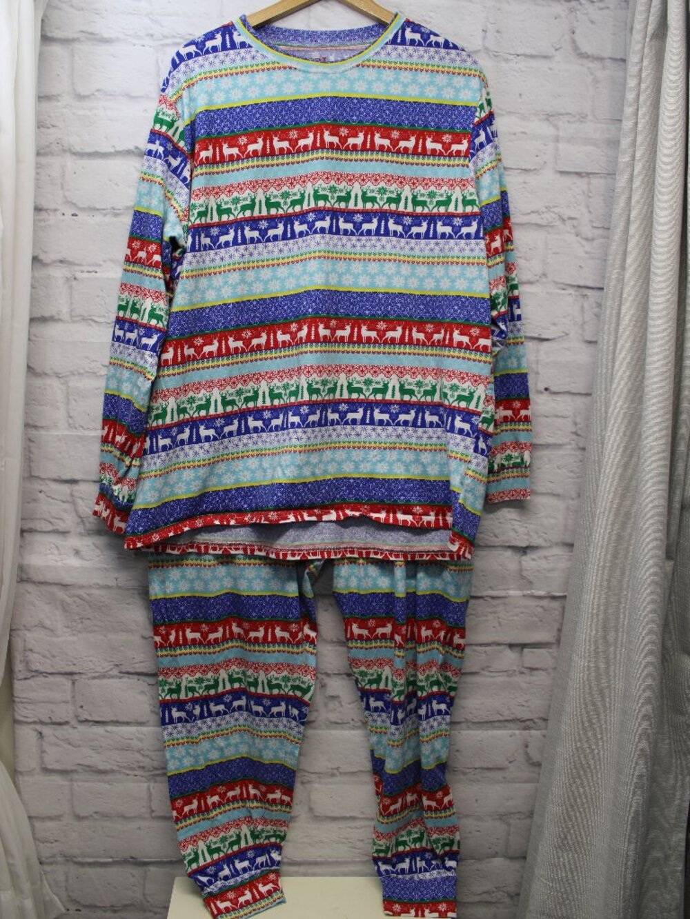 PJ Place Adult Extra Large Longsleeve 100% Cotton Christmas Pajama Lounge Set